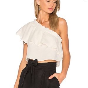Apiece Apart Zahar One Sleeve Crop Top Cream Sz 8